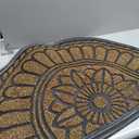 Mibao Half Round Door Mat, Non-Slip Welcome Entrance Way Mat, Durable Rubber Door Mats, Low-Profile Heavy Duty Doormat, Half Circle Mats for Garage, Patio, High Traffic Areas, 23.5" x 35.5", Coffee (1'11" x 2'11" (Semicircular))