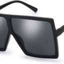 The Fresh Large Oversized Fashion Square Flat Top Sunglasses - Exquisite Packaging (Black)