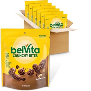 belVita Bite Size Snacks, Chocolate Crunchy Bites, 6-5 oz Bags, BBD: 08/14/26