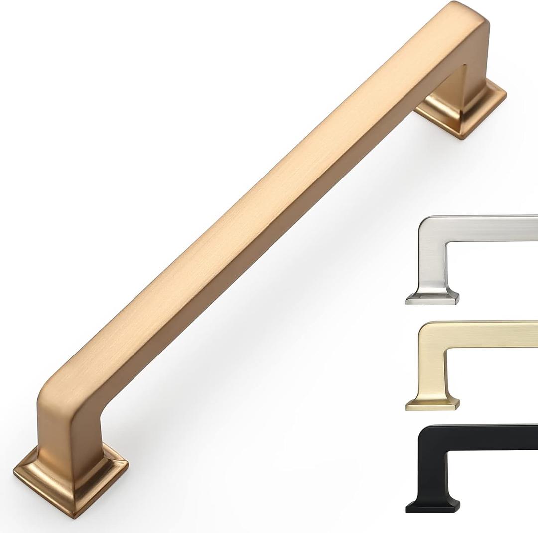 10 Pack 5 Inch Cabinet Handles - Champagne Bronze Cabinet Pulls for Kitchen and Dresser Drawers (5"/128MM Hole Center)
