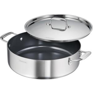 Tramontina Utsava Tri-Ply Clad Stainless Steel 6.5-Quart Casserole with Lid and Ceramic Non Stick Interior, Induction-Ready Large Braiser Pan