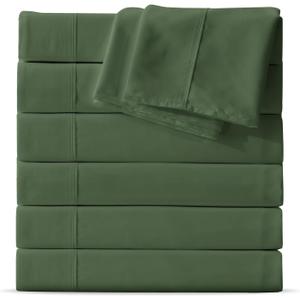Maple&Stone King Flat Sheet 6 Pack,Premium Soft & Breathable,Brushed Microfiber Fabric,Anti-Shrinkage & Non-Fading,Bulk Flat Sheets Only King Size (Olive Green)