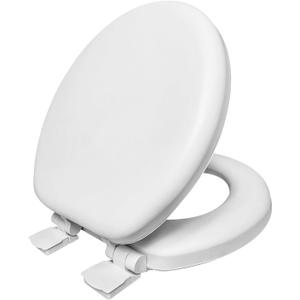 Plexon Soft Cushioned Toilet Seat, Round, White, Slow-Close Lid & Seat, Quick-Release Hinge, Easy To Clean & Change