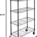 Amazon Basics 5-Shelf Heavy Duty Garage Shelving Storage Rack with 4" Wheel Casters, Adjustable Metal Wire Organizer, 300 lbs Per Shelf, 30" x 14" x 64.75", Black