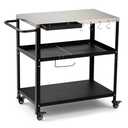 Outdoor Grill Cart Table, Pizza Oven Stand with Casters, Silver