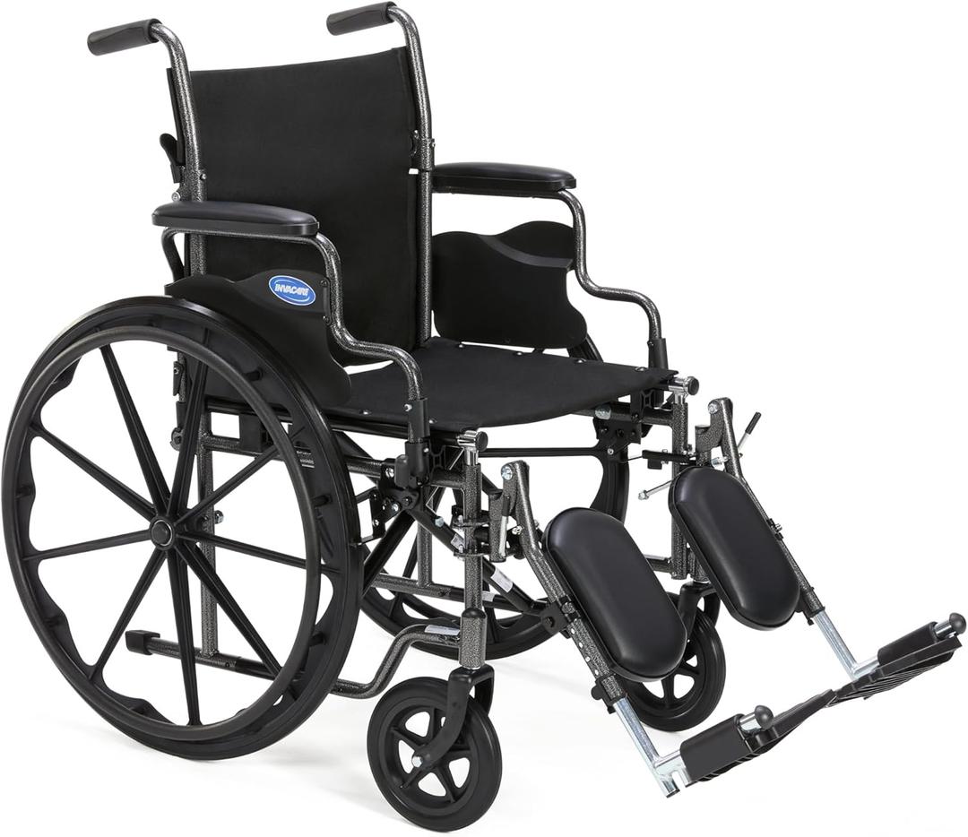 Invacare Wheelchair for Adult, Compact Folding Manual Wheel Chair with Flip-Back & Removable Desk-Length Arms, Fold-Down Backrest, Lightweight Design, Swing-Away Footrests, 300lb Weight Capacity
