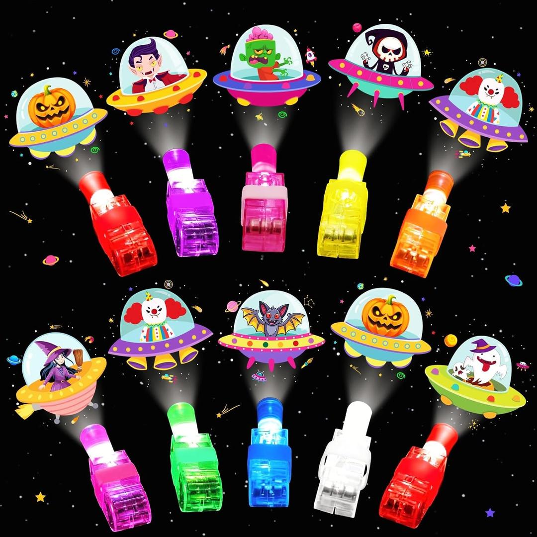 40PCS Halloween Party Favors for Kids, Light Up LED Finger Lights Glow in the Dark Toys Halloween Goodie Bag Fillers Treats Bulk for Halloween Party Classroom Prizes Trick or Treats Gifts