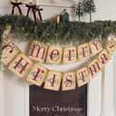 Christmas Decorations - Vintage Merry Christmas Banner - Retro Nostalgic Traditional Old Fashioned Victorian Xmas Holiday Clearance Decor for Indoor Home Office Fireplace Mantle Farmhouse