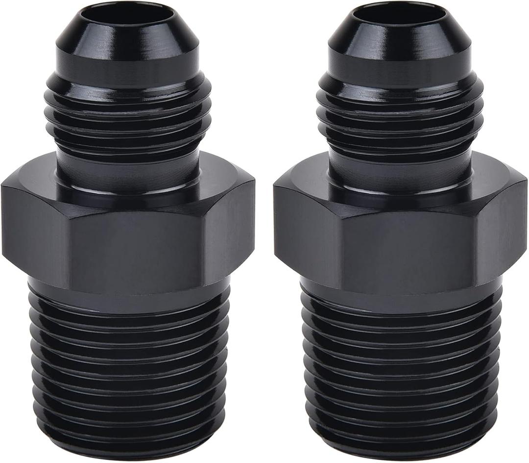 EVIL ENERGY 6AN Male Flare to 3/8" NPT Pipe Fitting Adapter Aluminum Straight Black 2PCS