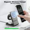 3 in 1 Wireless Charger Station for Multiple Devices, Foldable Magnetic Charging Stand, Portable Fast Travel Wireless Charger for iPhone17/16/15/14/13/12 Pro Max/ AirPods2/3/4 and IWatch Ultra Series