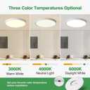 24 Inch Large LED Flush Mount Ceiling Light, 50W,5480LM, 3000K/4000K/6000K CCT Selectable,White Round Flat Panel Low Profile Ceiling Light Fixtures for Hallway, Kitchen, Bedroom, Laundry Room, 24" 1PK