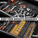 GRENPRO Socket Organizer for Tool Box Drawer, 6pc 143 Metric & SAE Magnetic Socket Holder, 1/4", 3/8", 1/2" Drive Socket Tray Set, Magnetic Socket Organizer