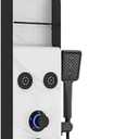ELLO&ALLO LED Rainfall Shower Head and Rain Massage System with Body Jets Stainless Steel Bathroom Shower Panel Tower System with Shelf, Marble&Black