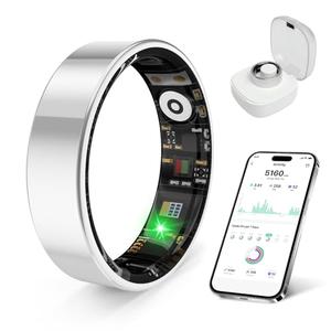 prxxhri Smart Health Ring, Featuring Stress and Sleep Monitoring Functions, Compatible with iOS and Android,Waterproof Fitness Tracker for Women & Men, No Subscription Fee. (Silver, 8)