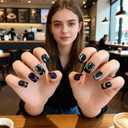 Cat eye 150pcs 5 colors press on nails short