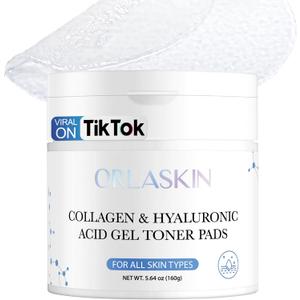 Collagen & Hyaluronic Acid Gel Toner Pads | Moisturizing Panthenol Toner Pads with Hyaluronic Acid, Soothing Korean Face Cleansing Wipes for Sensitive Skin, 80Pads
