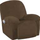 H.VERSAILTEX Stretch Recliner Slipcovers Recliner Chair Cover Sofa Furniture Cover 1-Piece Modern Rich Velvet Form Fit Stylish Protector Feature Rich and Soft Fabric (Bronze Brown, Large)