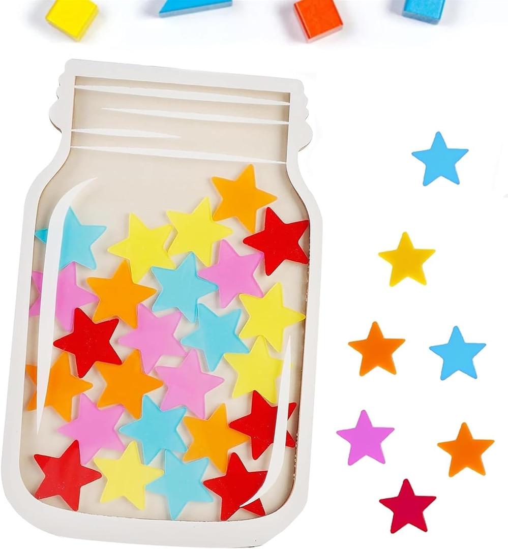 Magnetic Reward Jar, Classroom Reward Jar for Kids, Personalized Stars Reward Jar for Students Kids Behavior, Magnetic Reward Chart for Classroom Board HomeStar