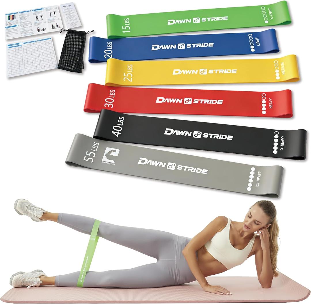 6-Levels Resistance Exercise Loop Bands Set  Elastic Workout Bands for Yoga, Strength Training, Physical Therapy  Guide, Fitness Card & Carry Bag