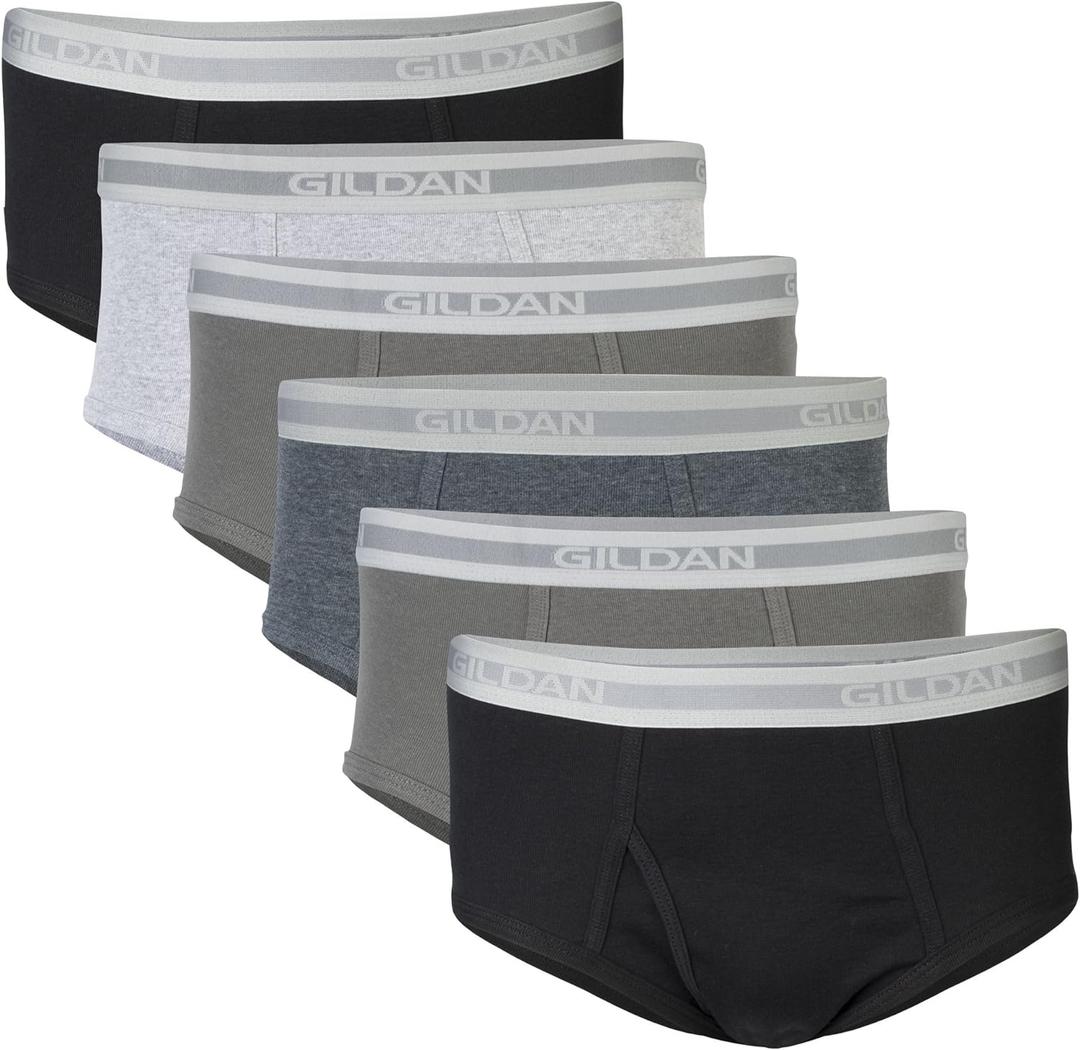 Gildan Men's Brief Underwear Multipack (Large, Grey/Black (6 Pack))
