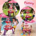 VROGTIK Water Table for Toddlers with Water Pump and Fishing Game Set 3-Tier Kids Sand Water Table with Umbrella Sensory Outdoor Toys for Kids Ages 3-8 Outside Toys Backyard Toddler Girl Toys