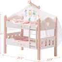 ROBOTIME Baby Doll Bunk Beds, Wooden Baby Doll Crib, Stackable Doll Bed Toy, High18 inch Dolls Furniture Fits American Girl 3+ (Pink, 2 Pcs Beds), 21.7 X 11.9 X 18.1 Inches
