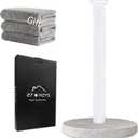 Paper Towel Holder Countertop, Standing Paper Towel Roll Holder for Kitchen Bathroom, with Weighted Marble Base for One-Handed Operation (White), White Marble Paper Towel Holder