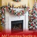 24Pcs Glitter Velvet Bows for Christmas Tree Decorations - 5x7in Velvet Ornaments with Tie for Christmas Wreath Garland, Red