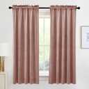 RYB HOME 72 inches Velvet Curtains for Nursery, Rod Pocket Thermal Insulated Soft Silky Touch Window Treatment for Study Room Dorm, W 52 x L 84 inches, Dusty Pink, 2 Panels Set