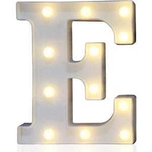 Pooqla LED Marquee Letter Lights Sign, Light Up Alphabet Letter for Home Party Wedding Decoration E (Letter E, Warm White)
