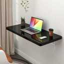 Clikuutory Wall Mounted High Gloss Folding Table, Wall Desk Fold Down for Small Spaces, Folding Workbench for Laundry Room, Home Office, Kitchen, Bedroom, Home Bar, Black(31.5"15.7"), 31.5"W x 15.7"D x 5.2"H