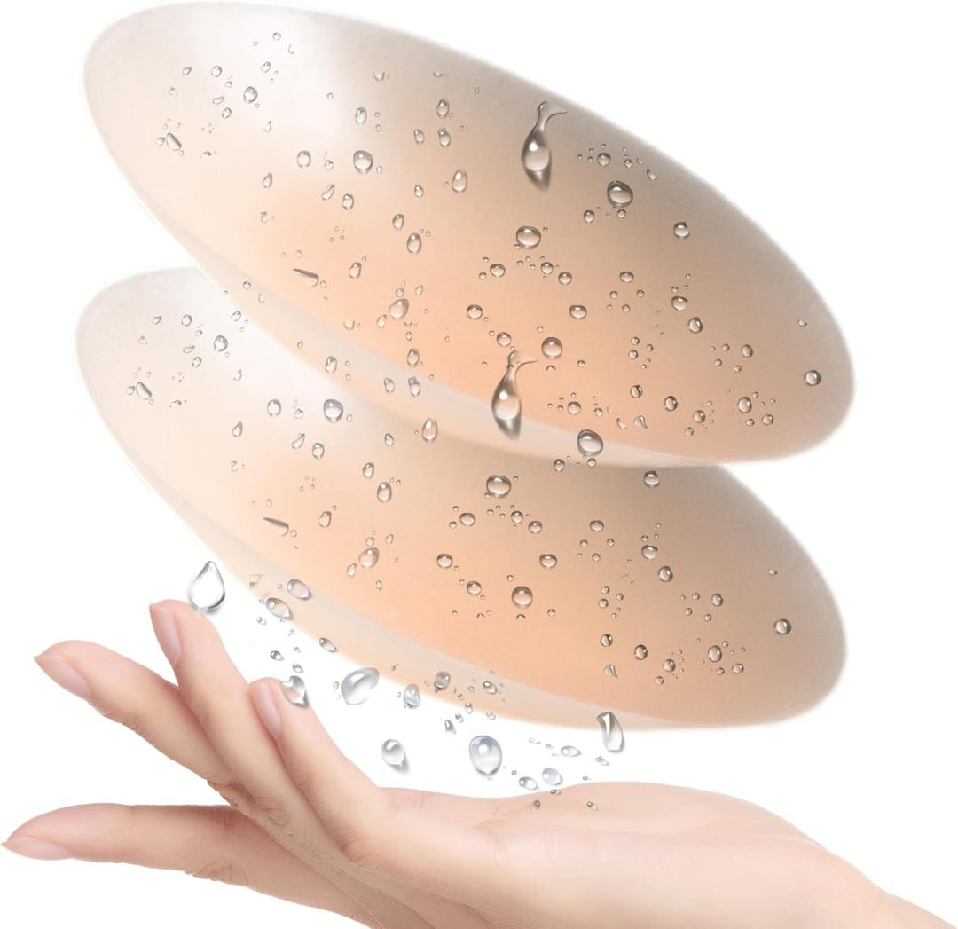 PRETTYWELL Nipple Covers for Women,Waterproof Silicone Nipple Pasties Reusable,Ultra Thin Adhesive Nipple Cover Petals (Large, Nude)