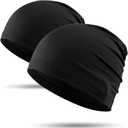 WTACTFUL 1Pack / 2 Pack Skull Caps for Men & Women - Breathable 3D Mesh Running Caps for Cycling, Gym (One Size, Black+black)