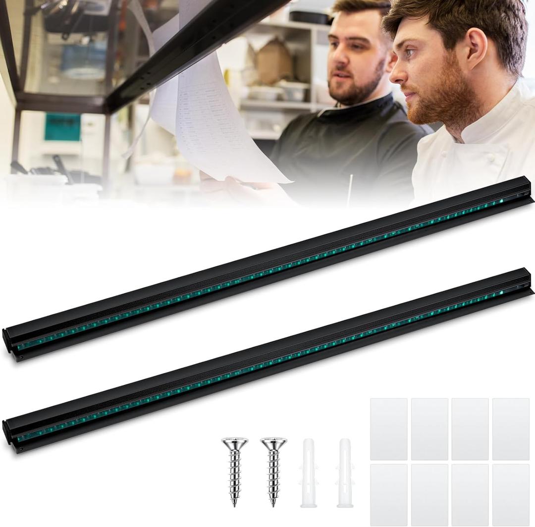 Irenare 2 Pcs Ticket Holder for Restaurants 36/48/60" Ticket Check Rack Order Holder Rail Display Slide Rack for Commercial Kitchens Cafes Pubs Bars Display Paintings Posters Charts (48 Inch,Black)