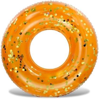 POZA Inflatable Pool Float Tube – Sparkly Confetti Swim Ring, Heavy Duty UV Resistant Inflatable Tube Pool Float for Kids & Adults – Multiple Colors & Sizes – Beach, Lake & Pool Party Float