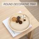 Large Resin Round Decorative Tray, RopeStyle Sandstone Texture, 11.4 Beverage & Serving Tray for Coffee Table Decor (Beige)