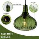 Green Glass Pendant Lighting Farmhouse Vintage Glass Globe Pendant Light Fixture, Mid-Century Modern Pendant Lamp Black Finish 9.45″ Shade for Kitchen Island Dining Room, Diameter: 9.45 inches, Height: 10.24 inches