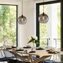 Kitchen Island Pendant Light Modern Globe Hand Blown Glass Ceiling Hanging Lights fixtures for Living Dining Room Bedroom, 9.8 Inches Diameter, 49.9 Inches Height
