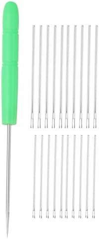PATIKIL Doll Hair Rooting Kit, 0.6mm/0.8mm Doll Hair Rerooting Knitting Needles with Plastic Awls Doll Wig Tool for Doll Hair Making Supplies DIY Crafts Replacement Accessories, Green