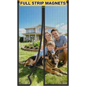 HOFUDON Upgraded Magnetic Screen Door, Heavy Duty Fiberglass Mesh, Quick Close Full Strip Magnets, Door Screen Magnetic Closure for Single Door Size 36 x 80 Inch, Screen Door Size 39 x 82 Inch Black