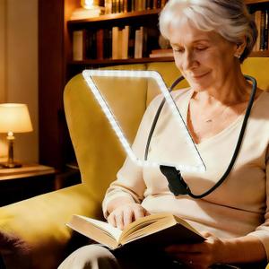Large Hands-Free Magnifying Glass with 50 Ultra-Bright LED Light, Lightweight Lighted Neck Page Magnifier for Reading Books, Sewing, Knitting, Cross Stitch & Crafts for Close Work for Seniors