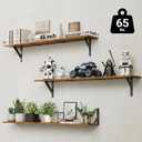 WOPITUES Floating Shelves for Wall 48W x 8D, Long Wall Mounted Shelves Set of 3, Wood Book Shelves Decor, Farmhouse Display Shelf for Bedroom, Living Room, Laundry Room, Kitchen, Bathroom, Brown