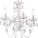 LaLuLa White Chandelier Mini Crystal Chandelier Lighting Hardwired Small Acrylic Chandelier 4 Light Modern Pendant Light Fixtures for Bedroom
