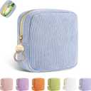 Period Bag for Teen Girls, Corduroy Sanitary Napkin Storage Bag, Menstrual Pad Pouches Tampon Holder for Purse (Blue)