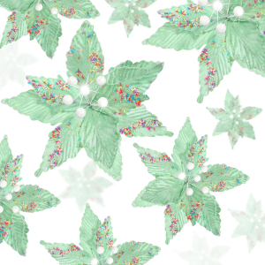 Norme 18 Pcs 3 Size Velvet Christmas Poinsettia Flowers Glitter Artificial Poinsettia Flowers with Stems Christmas Tree Ornaments for Xmas Tree Wreath Wedding New Year Holiday Decor(Macaron Green)