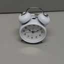 Bernhard Products Analog Alarm Clock Extra Loud Twin Bells Retro White 4 Inch Silent Non-Ticking Quartz Battery Operated with Backlight, Decorative Bedside Table Desk Vintage Clocks for Heavy Sleepers