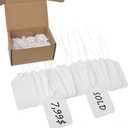 Blank White Marking Tags, Size 1 3/4'' x 1 3/32'',1000 pcs, Prestrung with 4.5" Cotton String