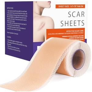 Women's Medical Soft Silicone Scar Sheets(1.6”x79”),Keloid Bump Removal,Keloid Scar Treatment hydrocolloid roll,Silicone Scar Tape for Surgical Scars Wrinkles , Pack of 2