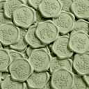 UNIQOOO Wax Seal Stickers - Eucalyptus Wedding Invitation Envelope Seal Stickers, 100 Pcs Self- Adhesive Sage Green Stickers, Perfect for Invitation, Christmas, Gift Wrapping, Party
