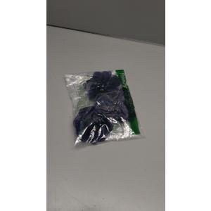 3 PC Rhinestone Bead Chiffon Flower Embroidered Sewing On Appliques Trims for DIY Crafts, Clothing, Wedding Dress Applique, Navy Blue, 3 Inch